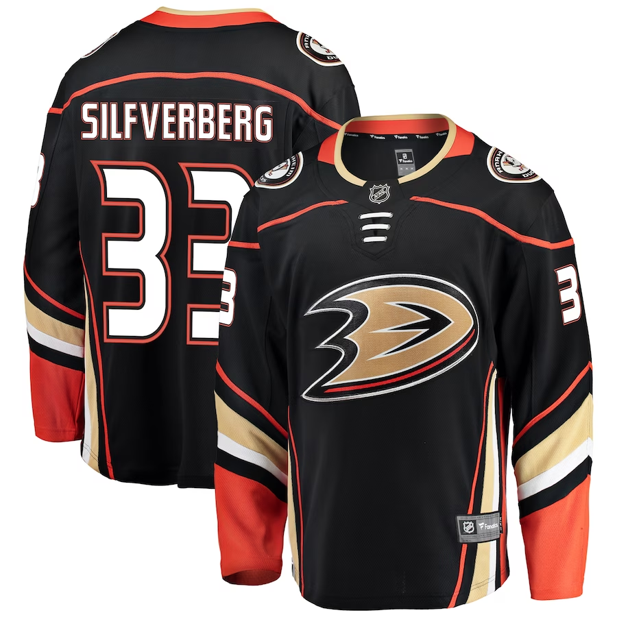 Men's Anaheim Ducks Jakob Silfverberg #33 Black Breakaway Jersey